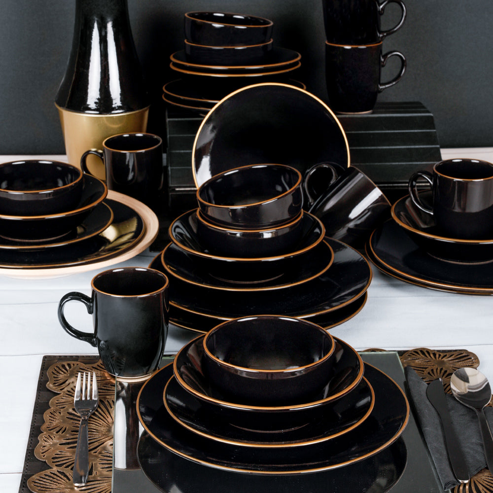 Aegean Black Gold Dinner/Breakfast Set 30 Pieces for 6 People