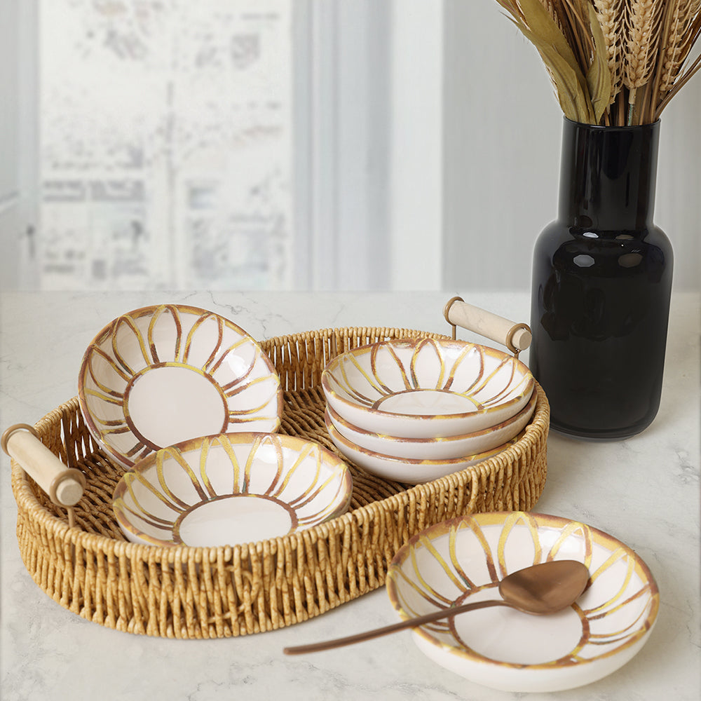 Worn Gold Ring Snack Bowl 13 Cm 6 Pieces
