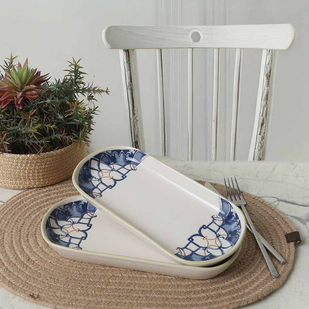 Wave Flow Noyan Boat Plate 26 Cm 2 Pieces
