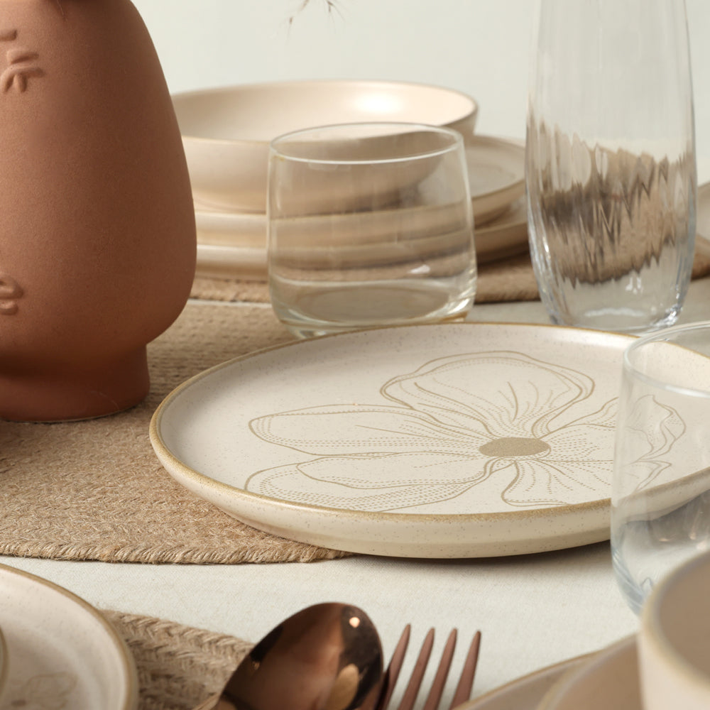 Taupe Bloom Nordic Dinner Set 24 Pieces for 6 People