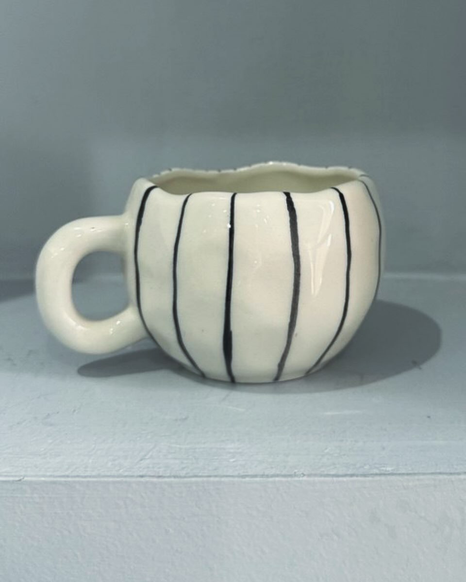 Handmade Ceramic Striped Mug / Cup