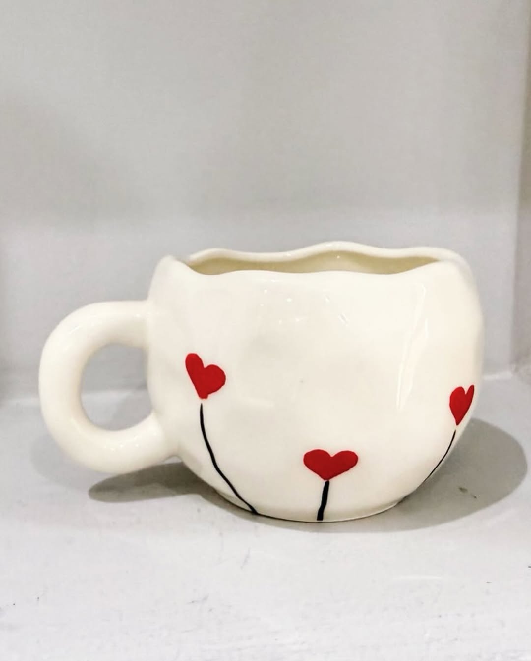Handmade Ceramic Striped Heart Mug / Cup