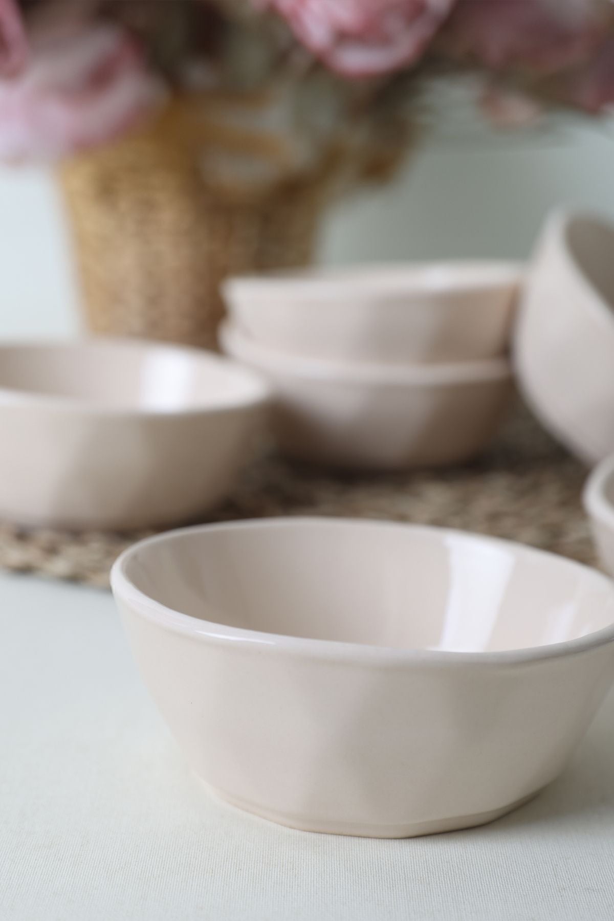 Cream Crystal Snack Bowl 12 cm 6 Pieces