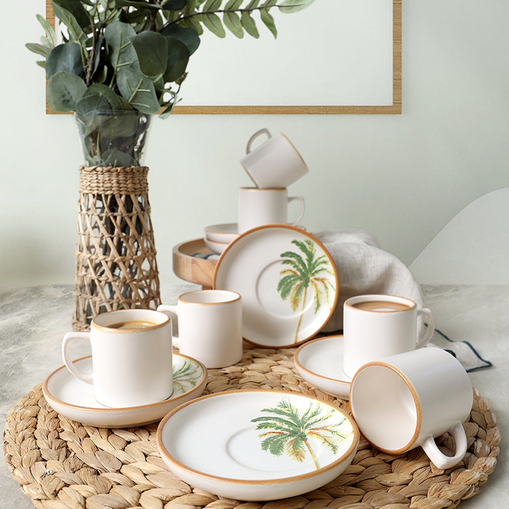 Bronze Palmiye Nordic Coffee Set 12 Pieces 6 Person