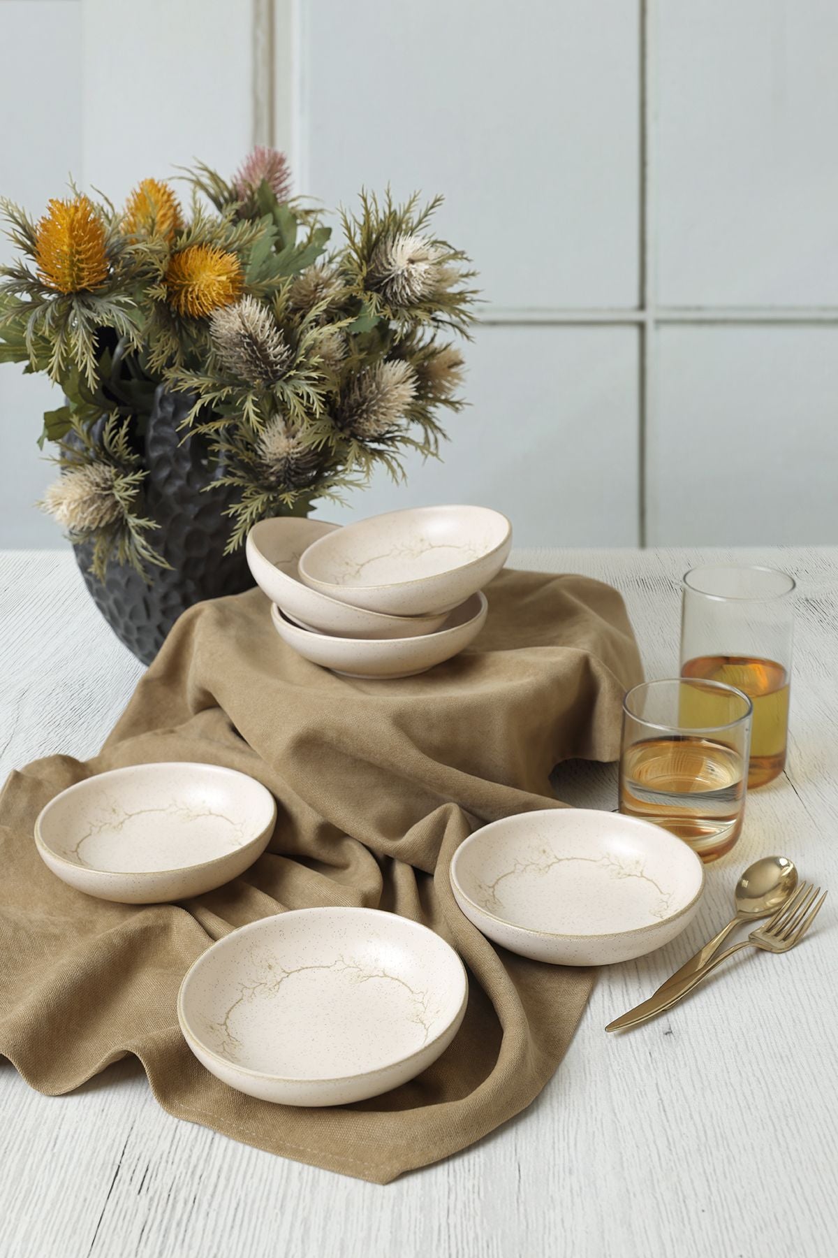 Taupe Bloom Ring Snack Bowls 13 Cm 6 Pieces