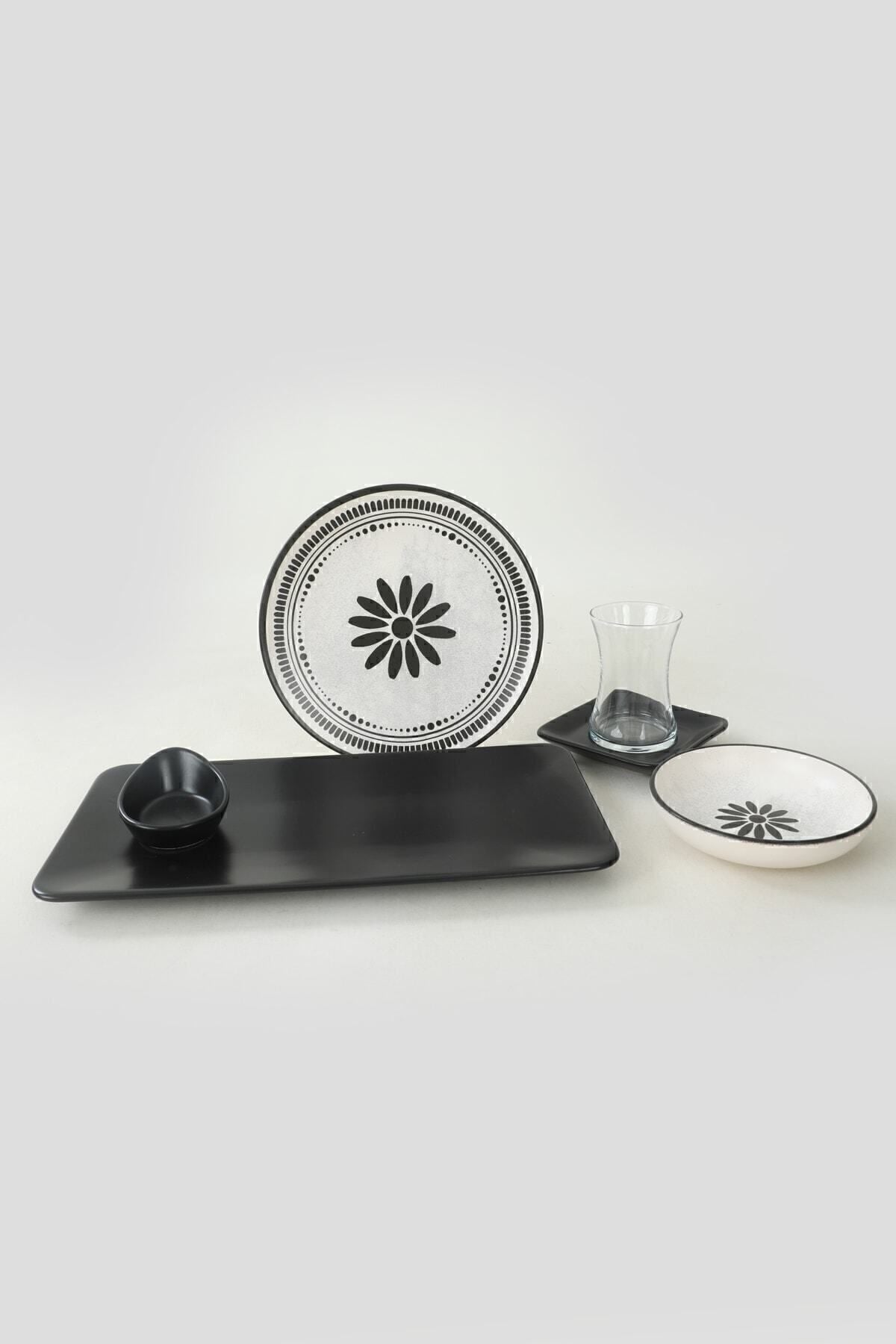 Black Rose Breakfast Set, 21 Pieces, for 4 People