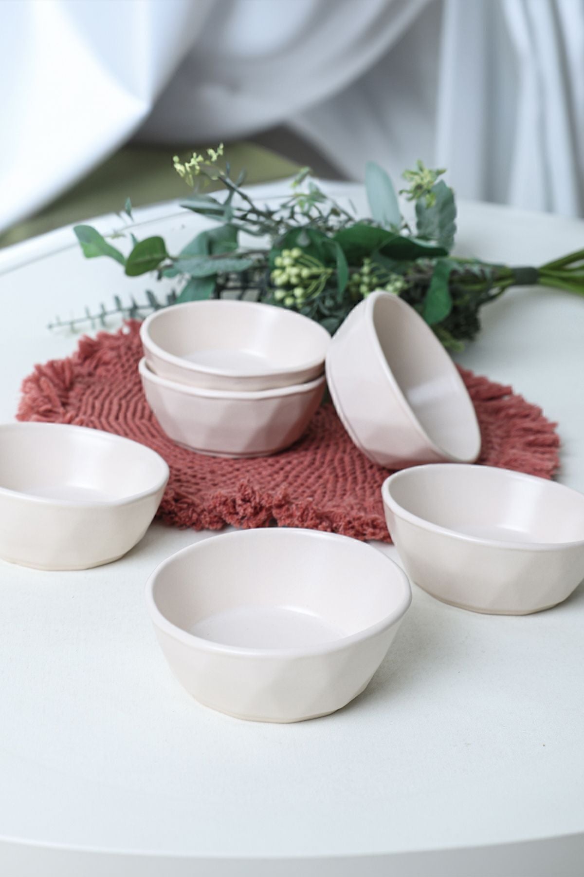 Matte Cream Crystal Snack Bowl 12 cm 6 Pieces