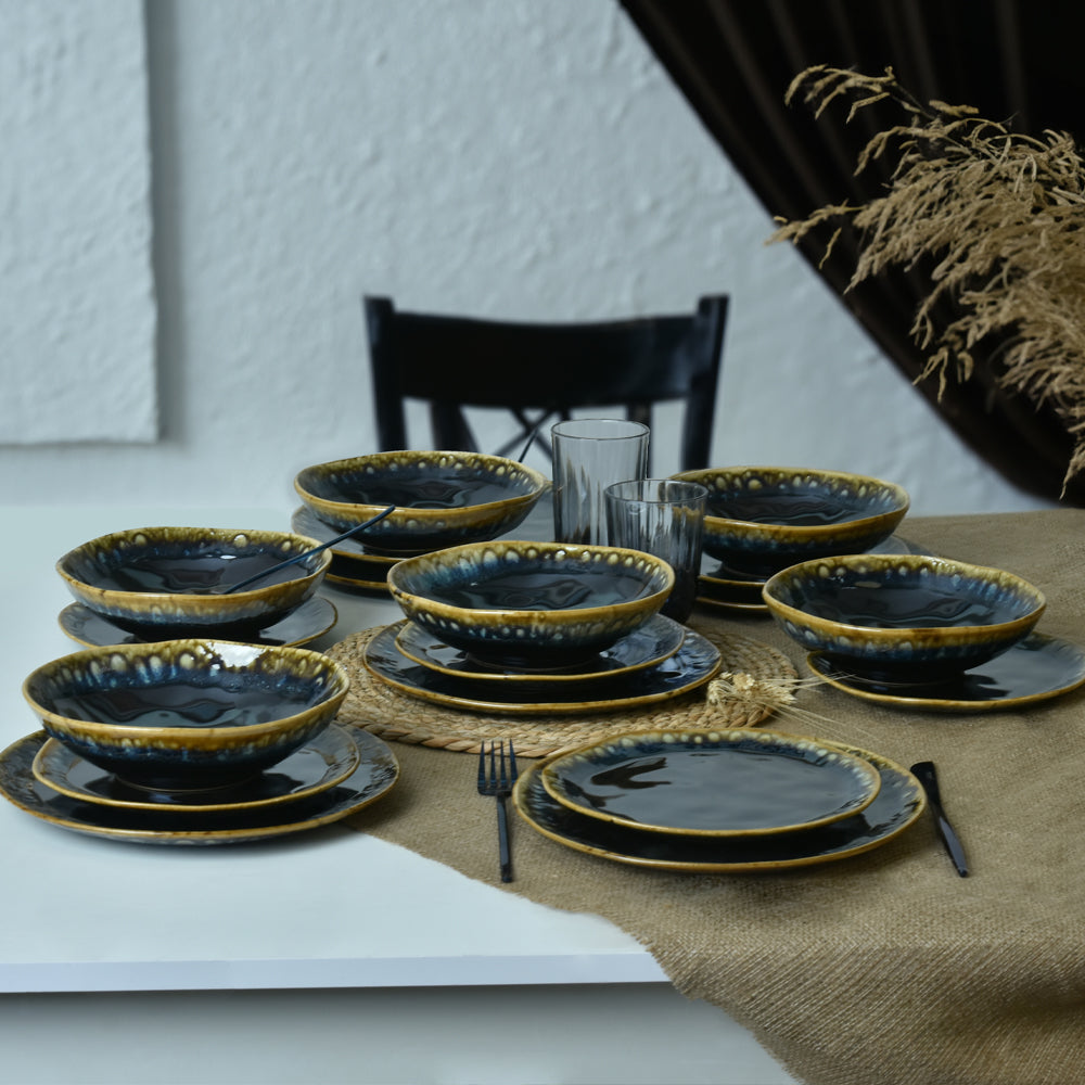 Shizen Black Organic Dinner Set 18 Pieces for 6 People
