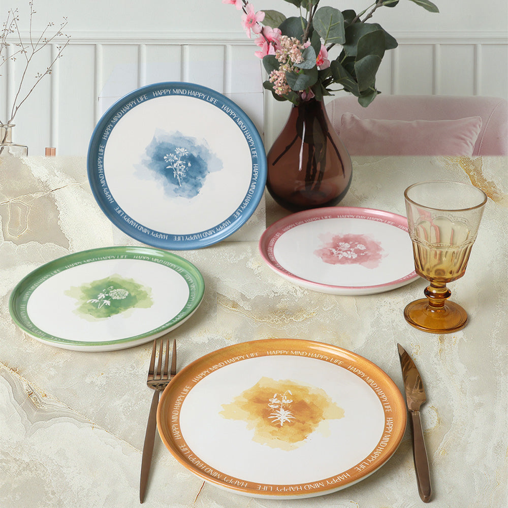 Flowers Motto Nordic Cake Plate 22 Cm 4 Pieces