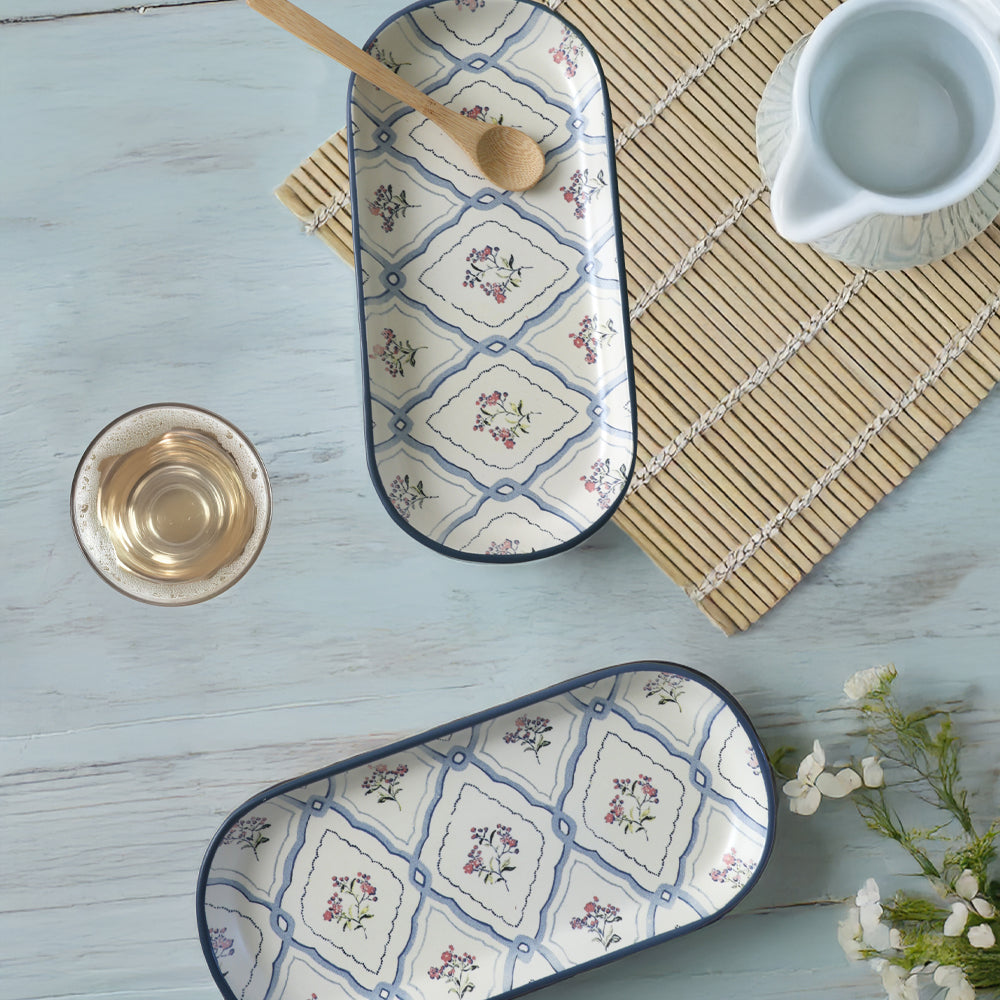 Floral Waves Noyan Boat Plate 26 Cm 2 Pieces