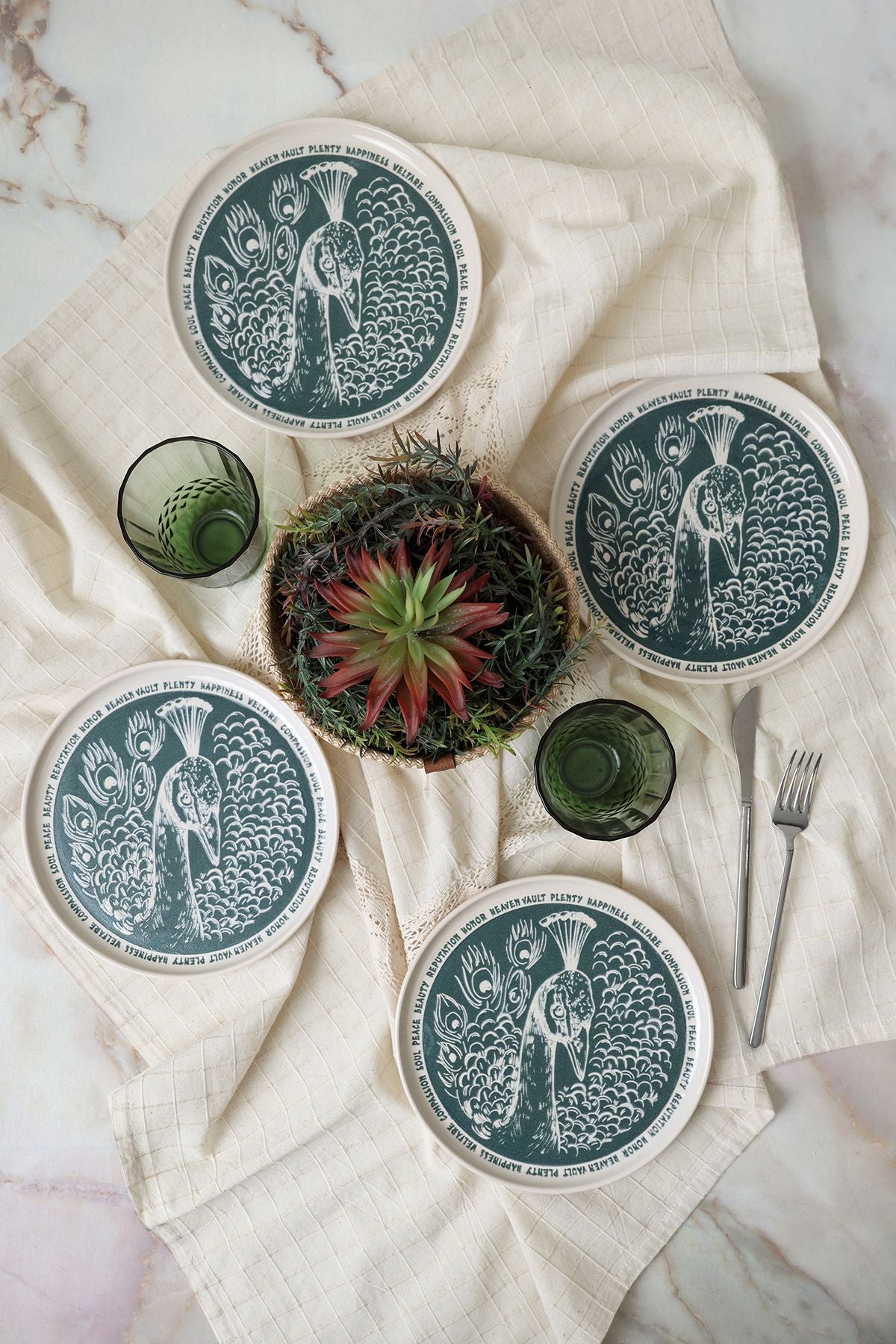 Peacock Nordic Cake Plate 22 cm 4 Pieces
