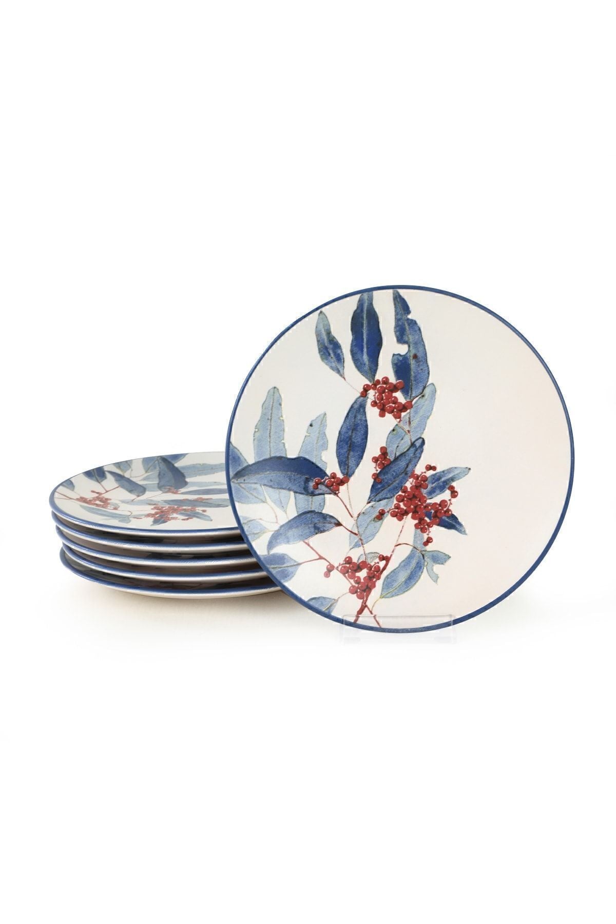 Blue Flowers Cake Plate 20 cm 6 Pieces