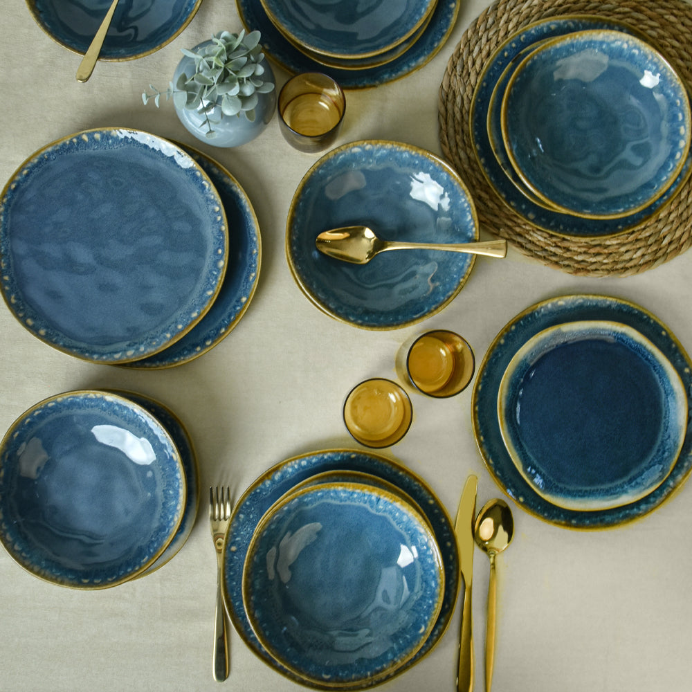 Shizen Blue Organic Dinner Set 18 Pieces for 6 People