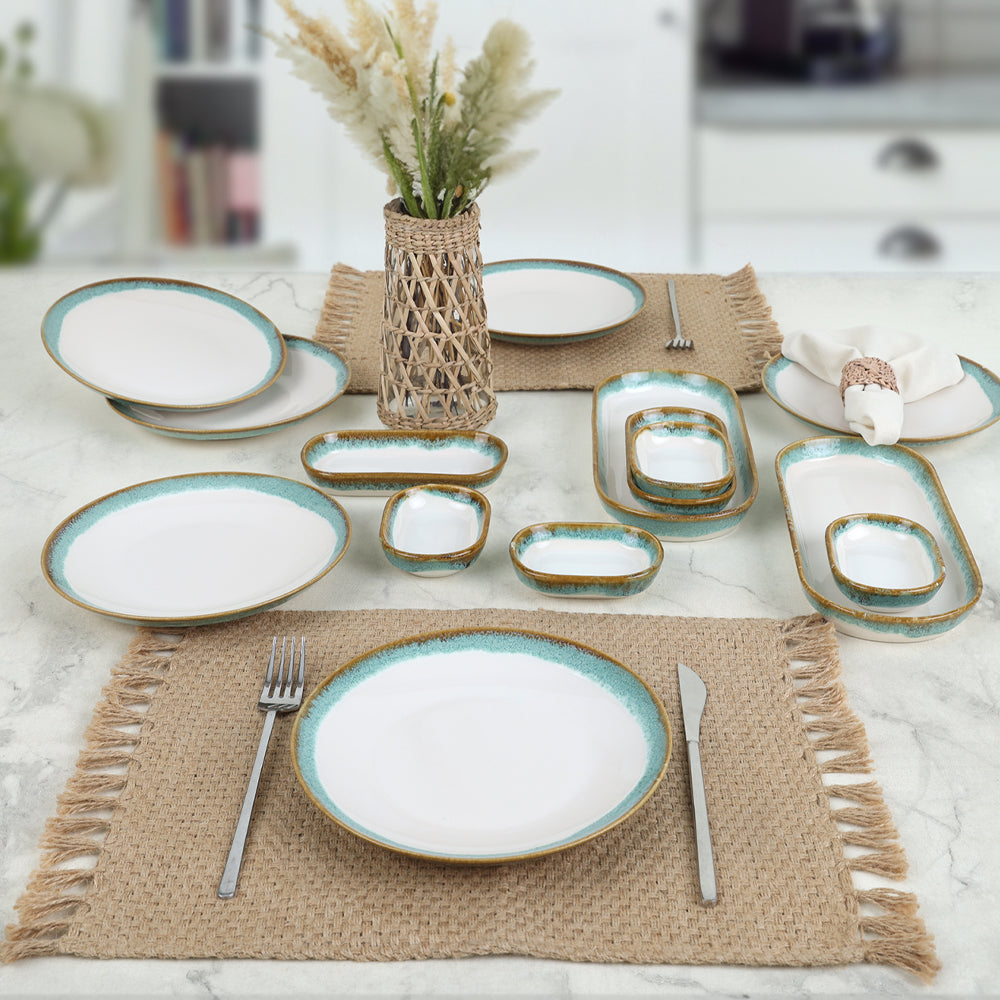 Turquoise Wave Breakfast Set 14 Pieces for 6 People