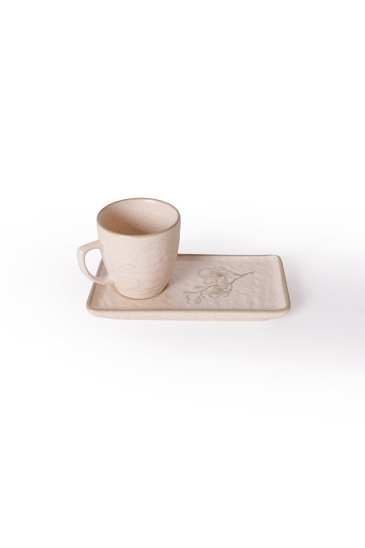 Taupe Bloom Natural Stone Coffee Serving Set, 4 Pieces, 2 Person