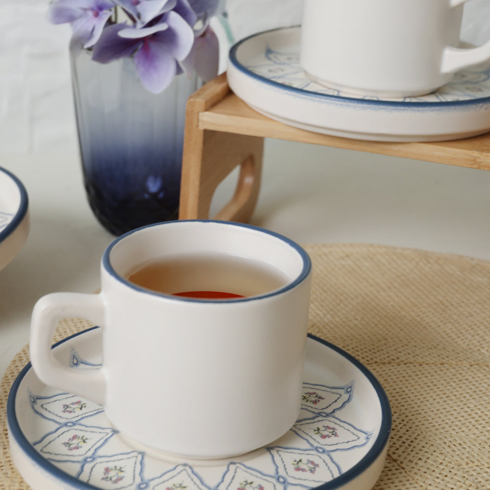Floral Waves Stackable Tea Set 12 Pieces for 6 People