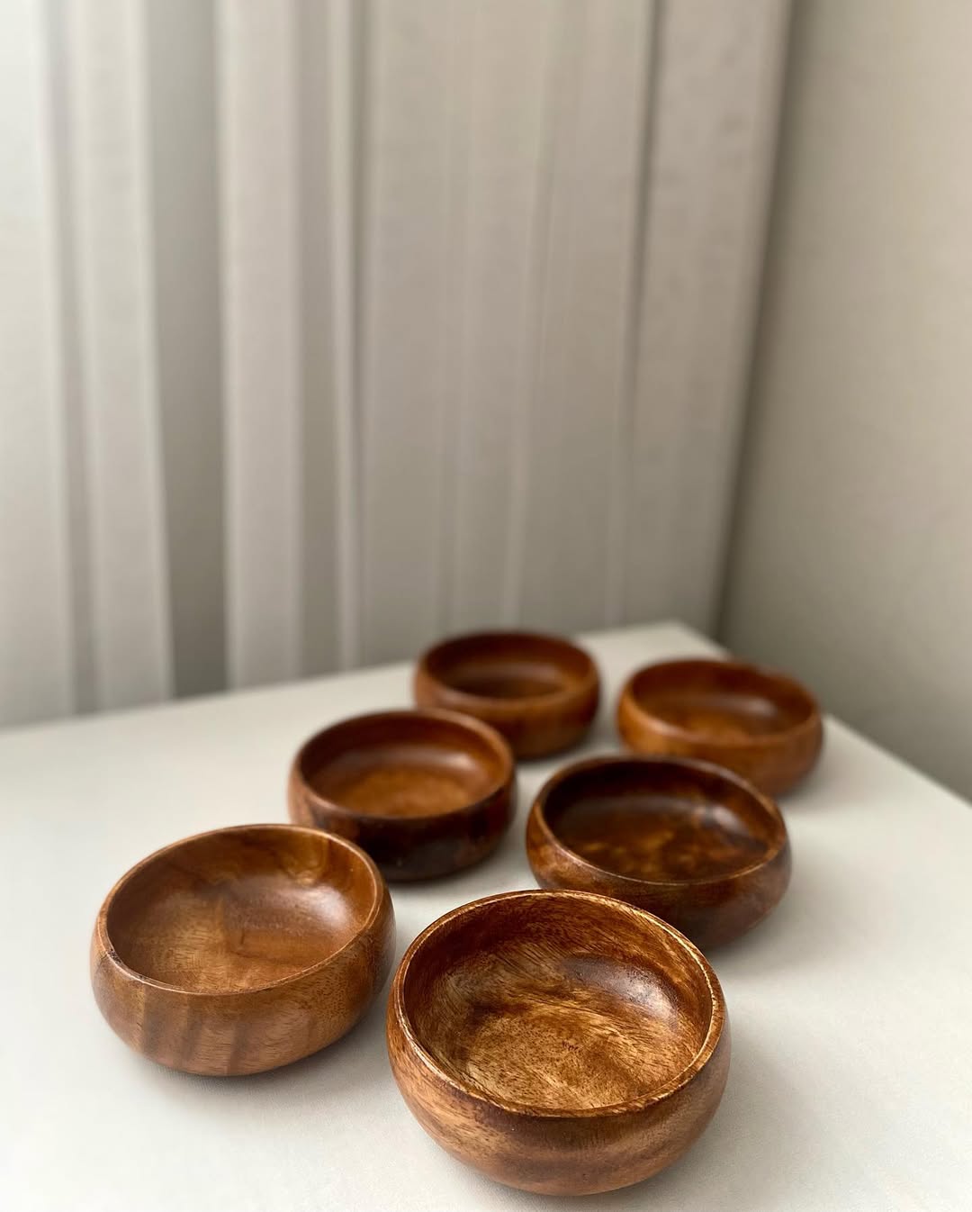 4 Piece Snack Bowls - Dark Wood 9 cm
