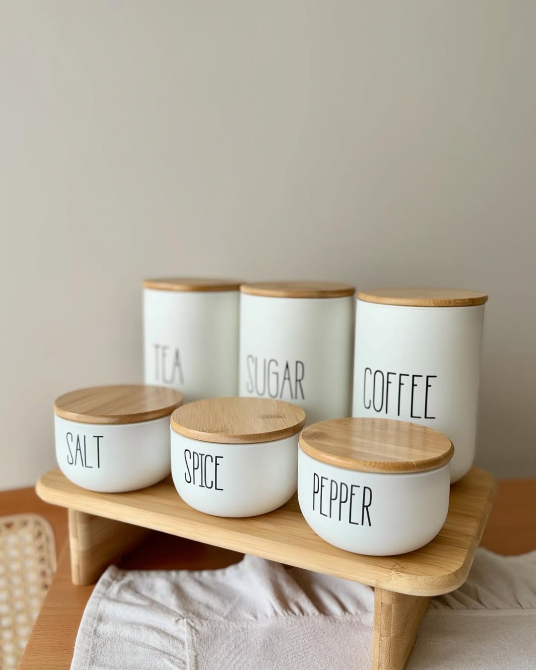 7 Piece Bamboo Jar Set with Stand