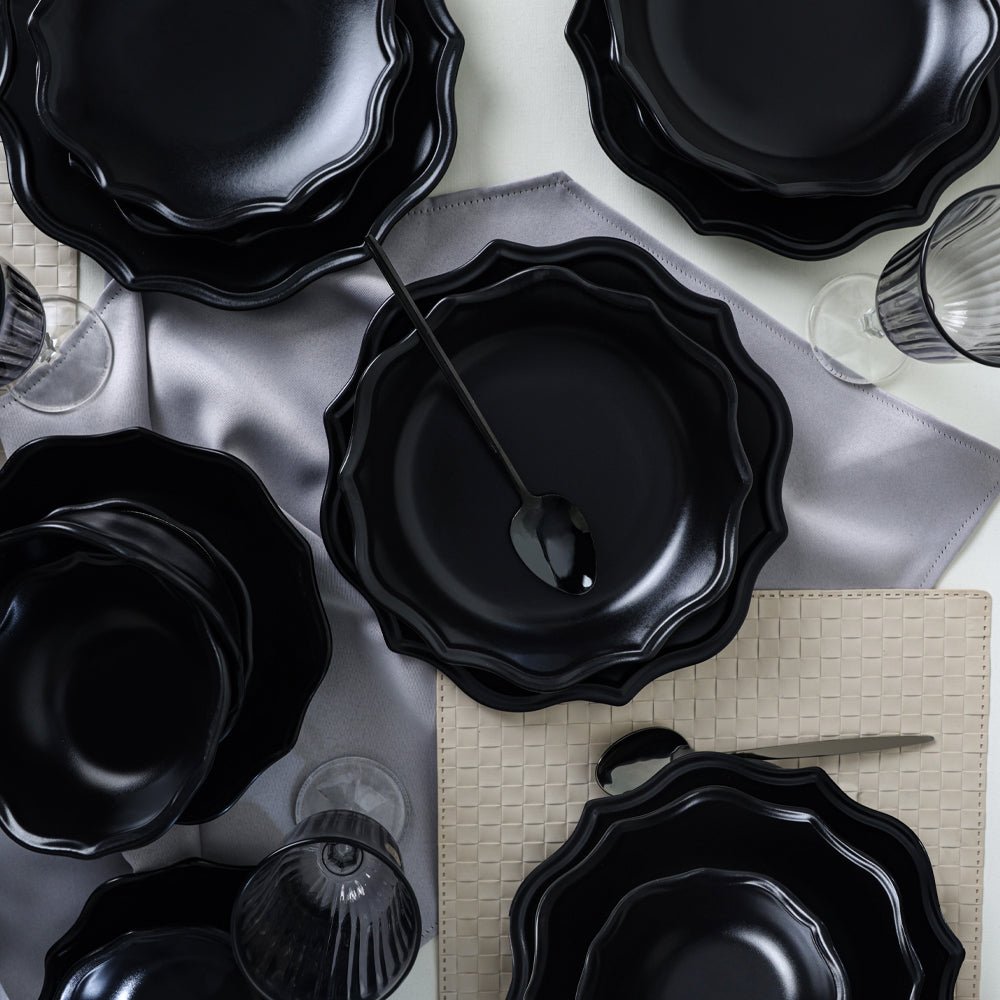 Matte Black Romeo Dinner Set 24 Pieces 6 Person