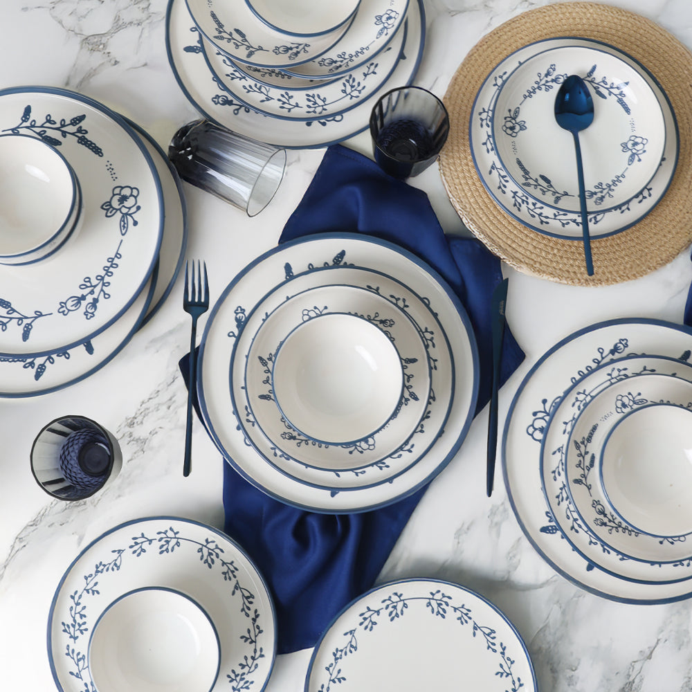 Blue Bloom Dinner Set 24 Pieces 6 Person