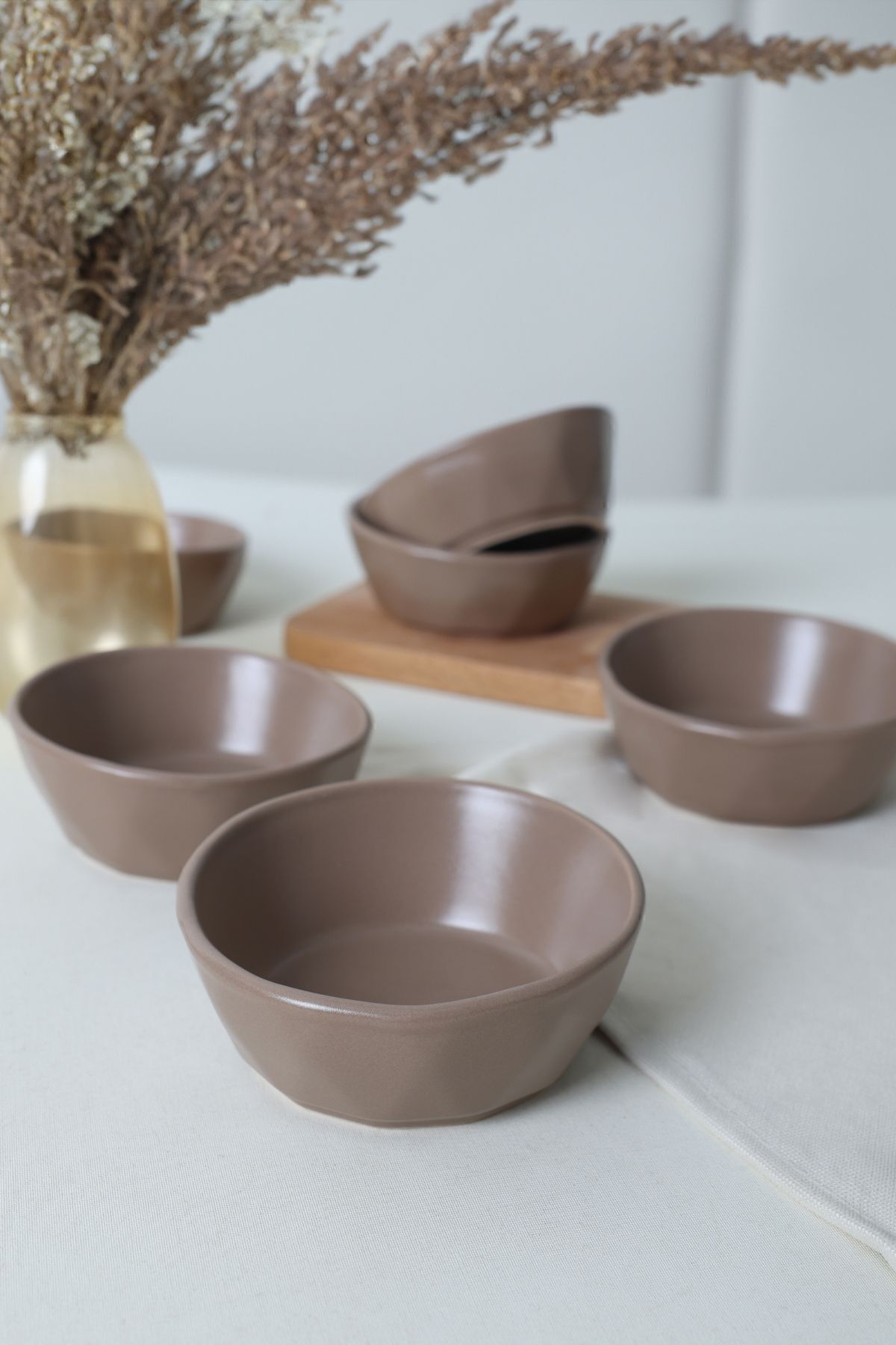 Matte Earth Taupe Crystal Snack Bowl 12 cm 6 Pieces