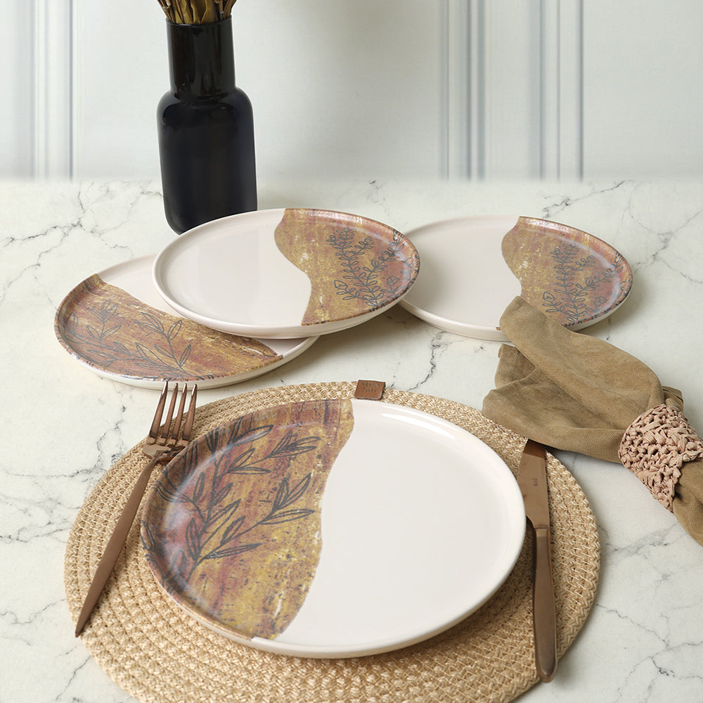 Terra Leaf Nordic Cake Plate 22 Cm 4 Pieces