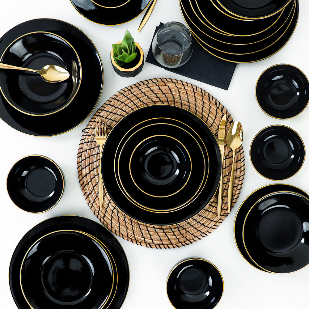 Aegean Black Gold Dinner Set 24 Pieces for 6 People