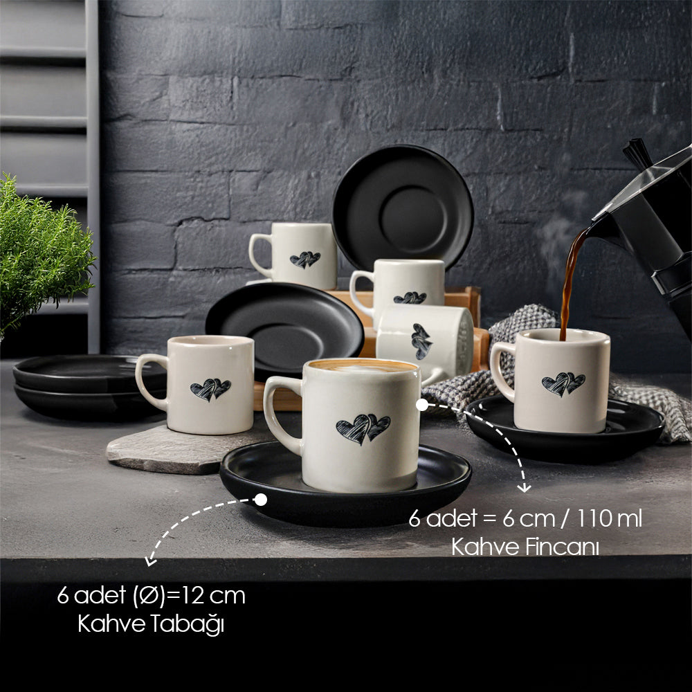 Amour Nordic Coffee Set 12 Pieces 6 Person
