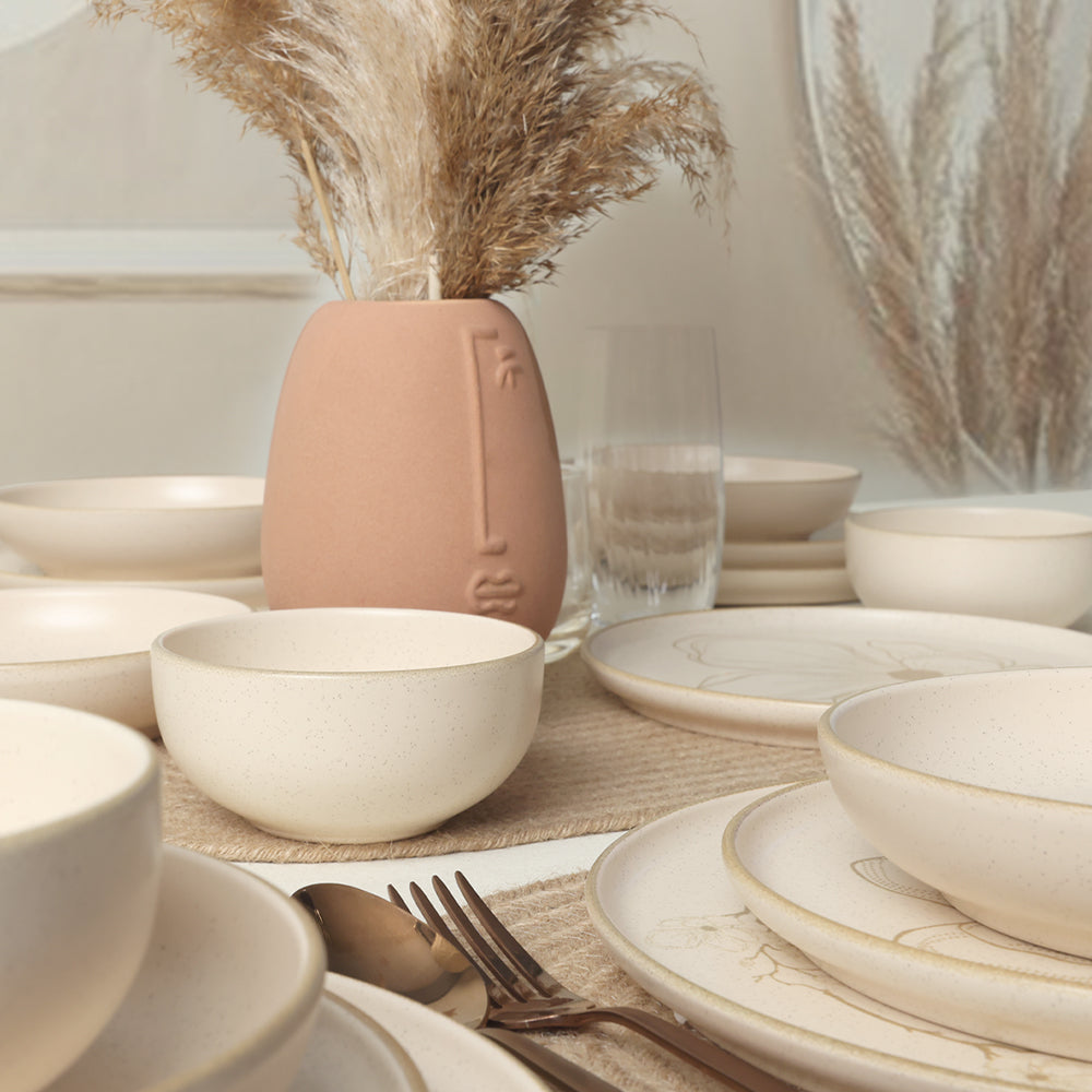 Taupe Bloom Nordic Dinner Set 24 Pieces for 6 People