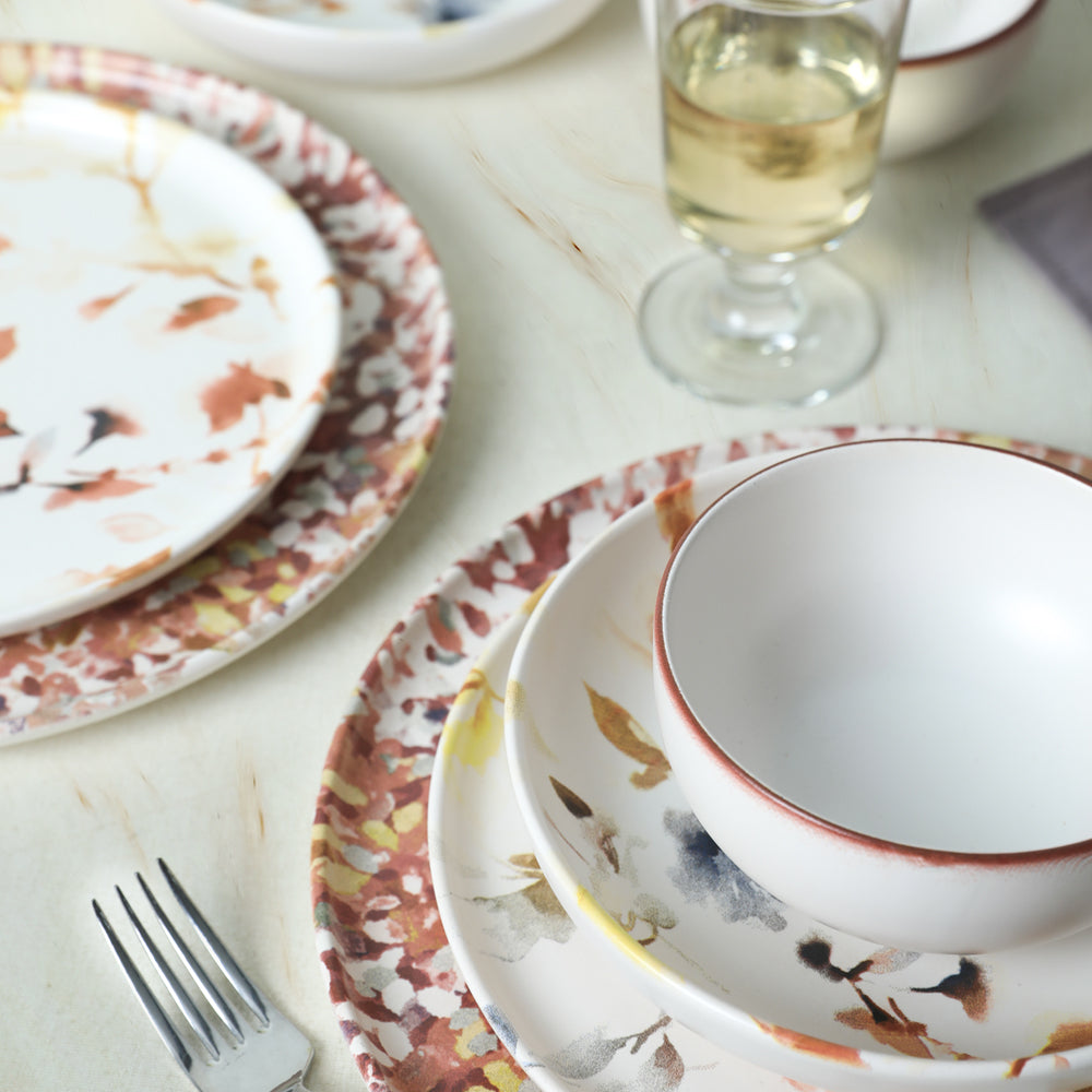 Brown Flowers Nordic Dinner Set 24 Pieces for 6 People