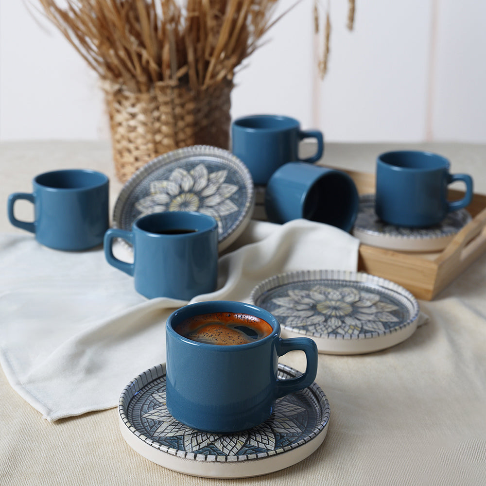 Mosaic Marvels Stackable Tea Set 12 Pieces for 6 People