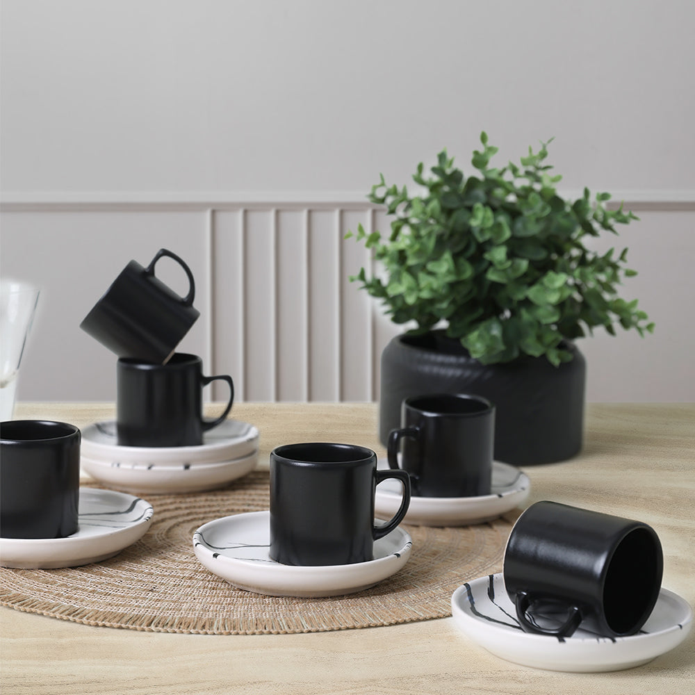 Marble Coffee Set 12 Pieces 6 Person