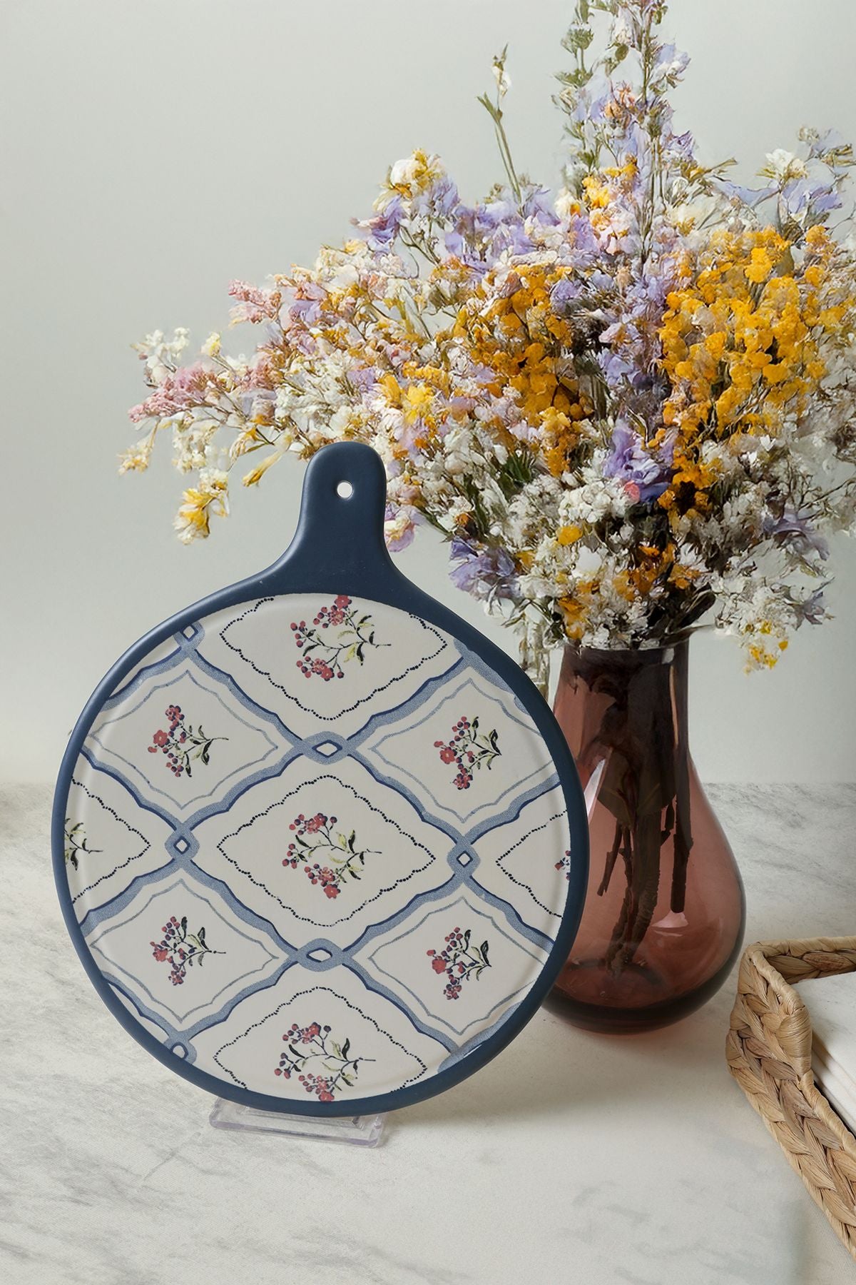 Floral Waves Cheese Serving Plate 26 Cm