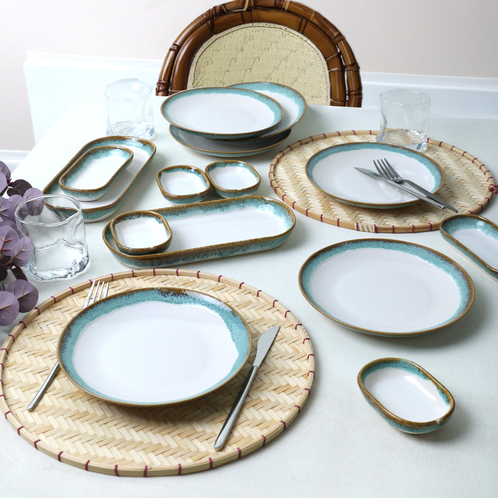 Turquoise Wave Breakfast Set 14 Pieces for 6 People