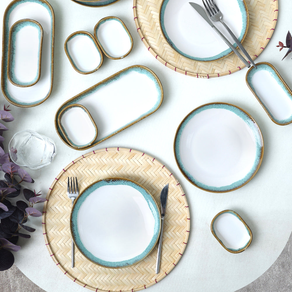 Turquoise Wave Breakfast Set 14 Pieces for 6 People