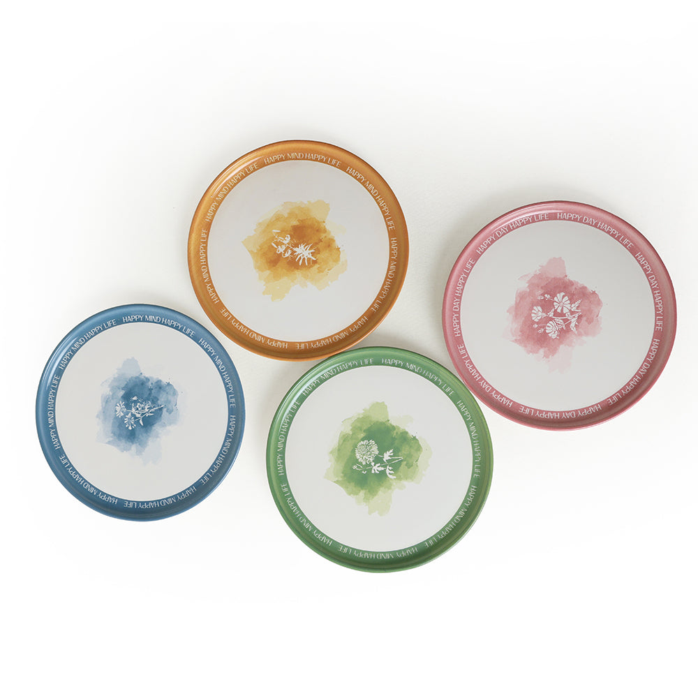 Flowers Motto Nordic Cake Plate 22 Cm 4 Pieces