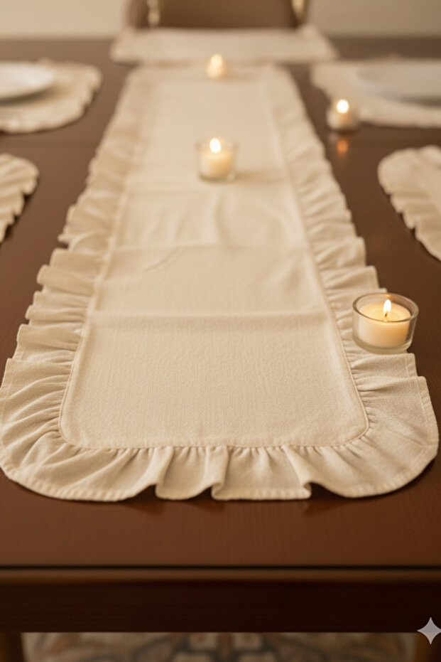 Ruffle 7 Piece Linen Set - Beige