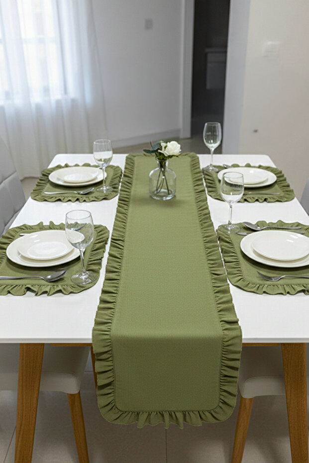 Ruffle 7 Piece Linen Set - Khaki