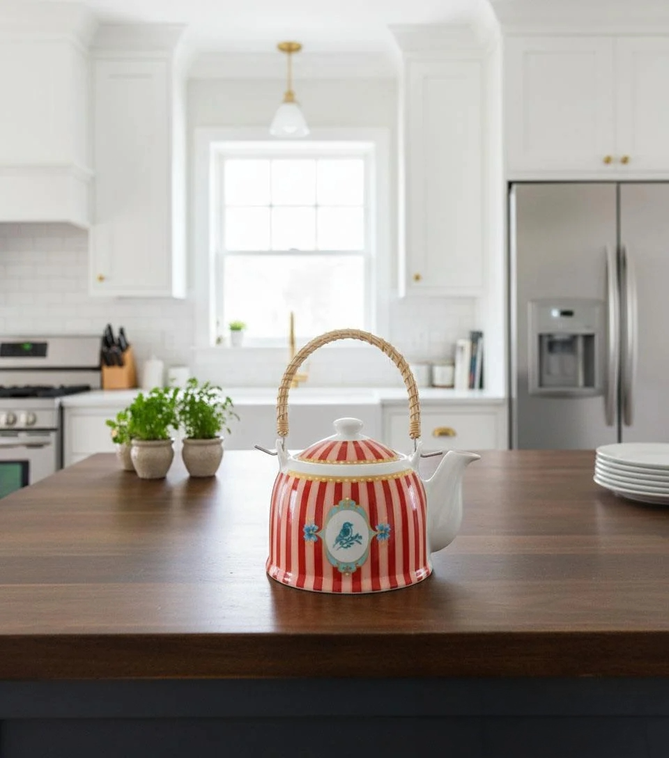 Bellissima Porcelain Kettle with Woven Handle