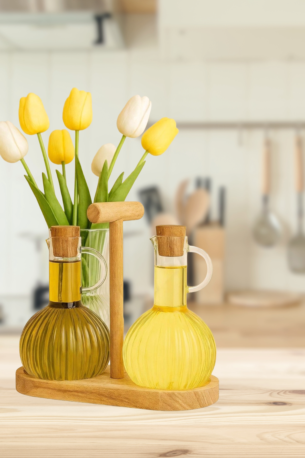 2 Piece Bamboo Stand Oil Set