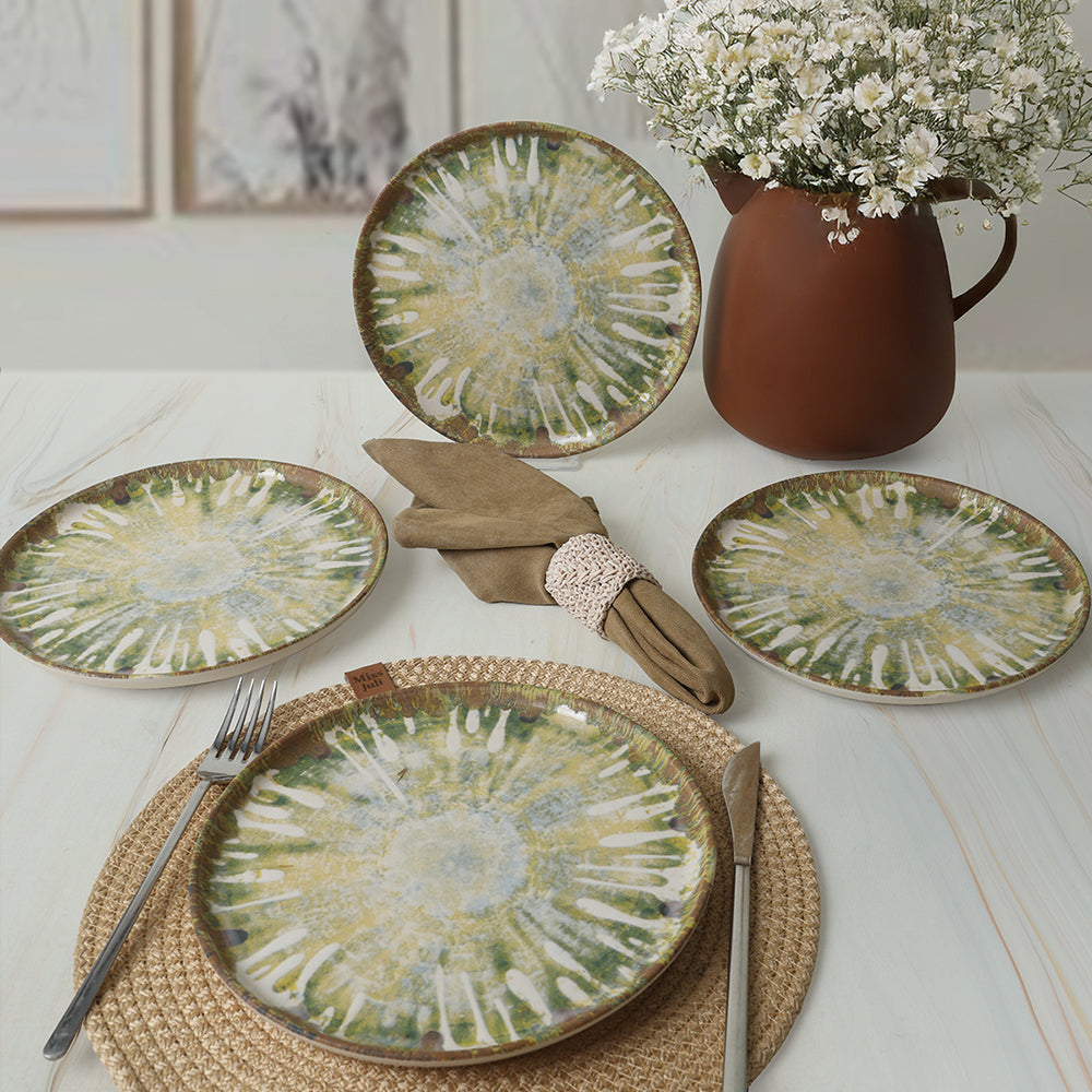 Green Ripple Nordic Cake Plate 22 Cm 4 Pieces