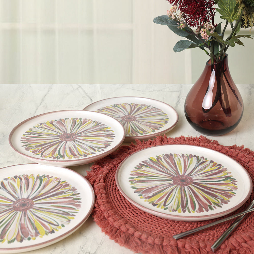 Serene Flower Nordic Cake Plate 22 Cm 4 Pieces