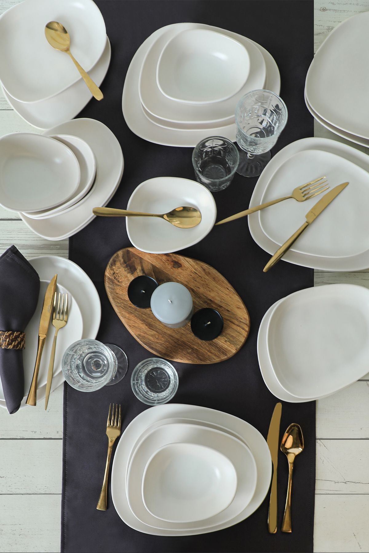Tetra Matte White Dinner Set 24 Pieces for 6 People