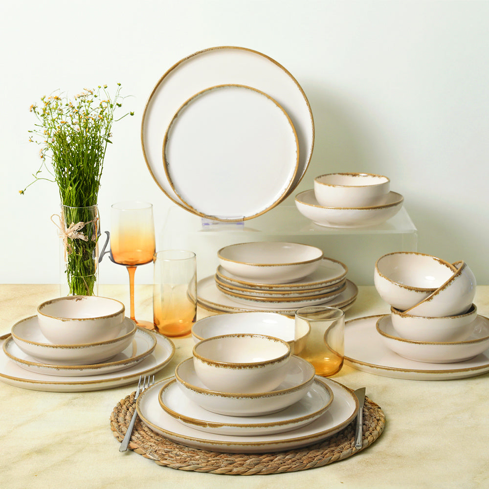 Straw Nordic Dinner Set 24 Pieces for 6 People