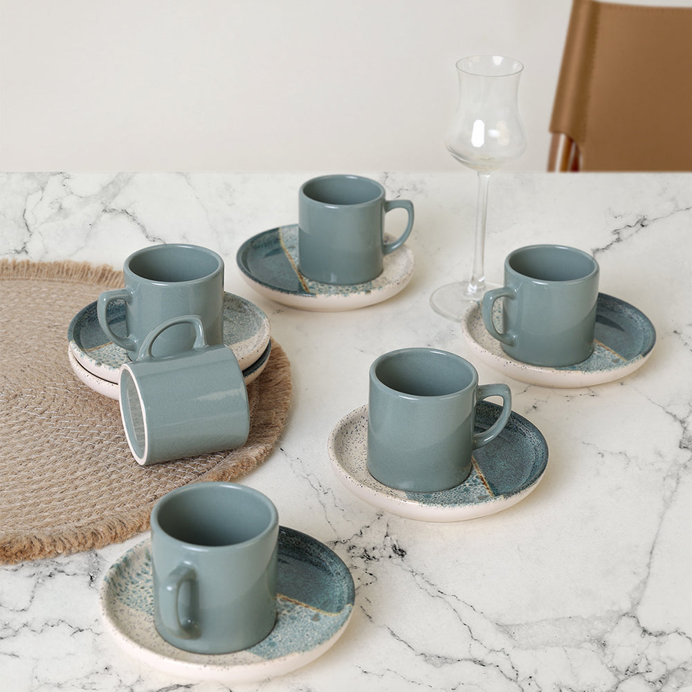 Colored Coffee Set 12 Pieces 6 Person