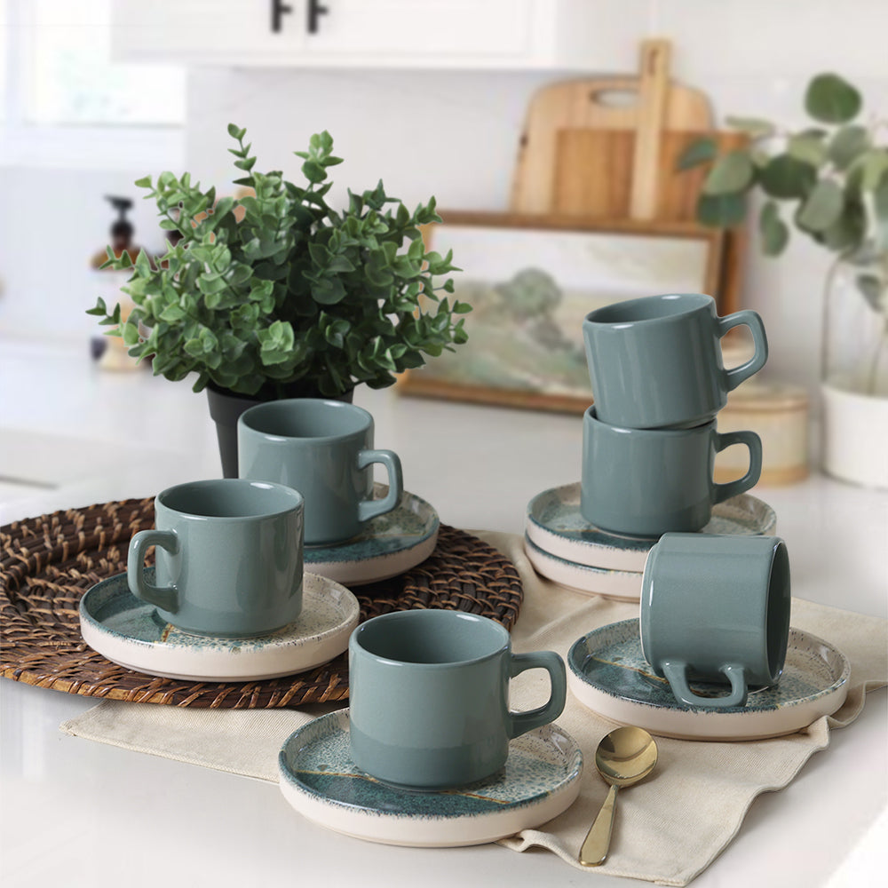 Colored Tea Set 12 Pieces 6 Person