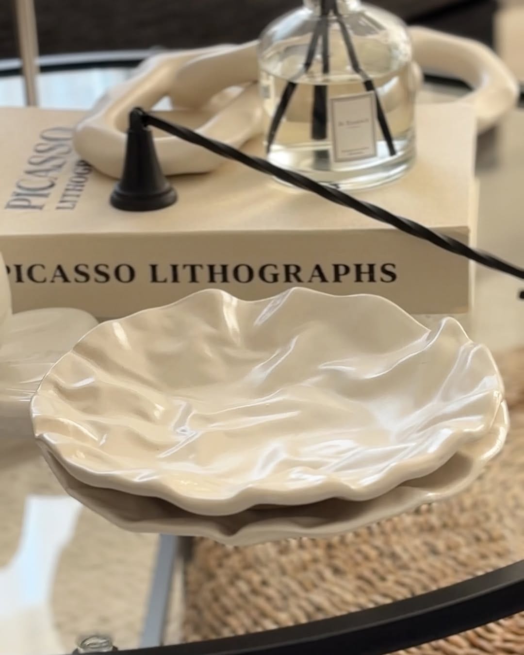 4 Piece Set 19cm - Matte Ceramic Wrinkled Design Handmade Plates