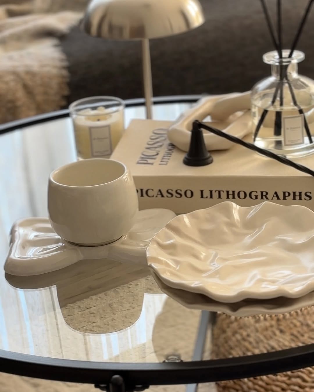 4 Piece Set 19cm - Matte Ceramic Wrinkled Design Handmade Plates
