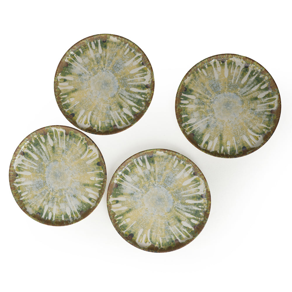 Green Ripple Nordic Cake Plate 22 Cm 4 Pieces