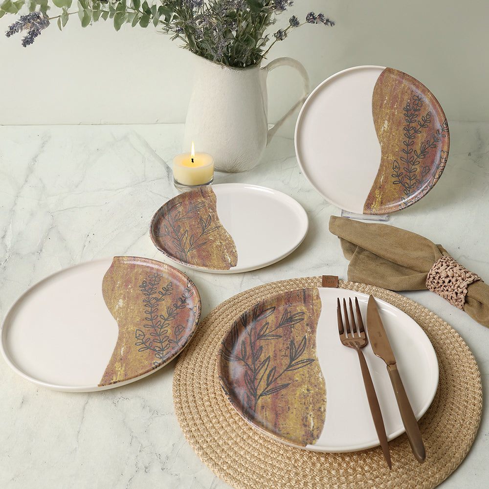 Terra Leaf Nordic Cake Plate 22 Cm 4 Pieces